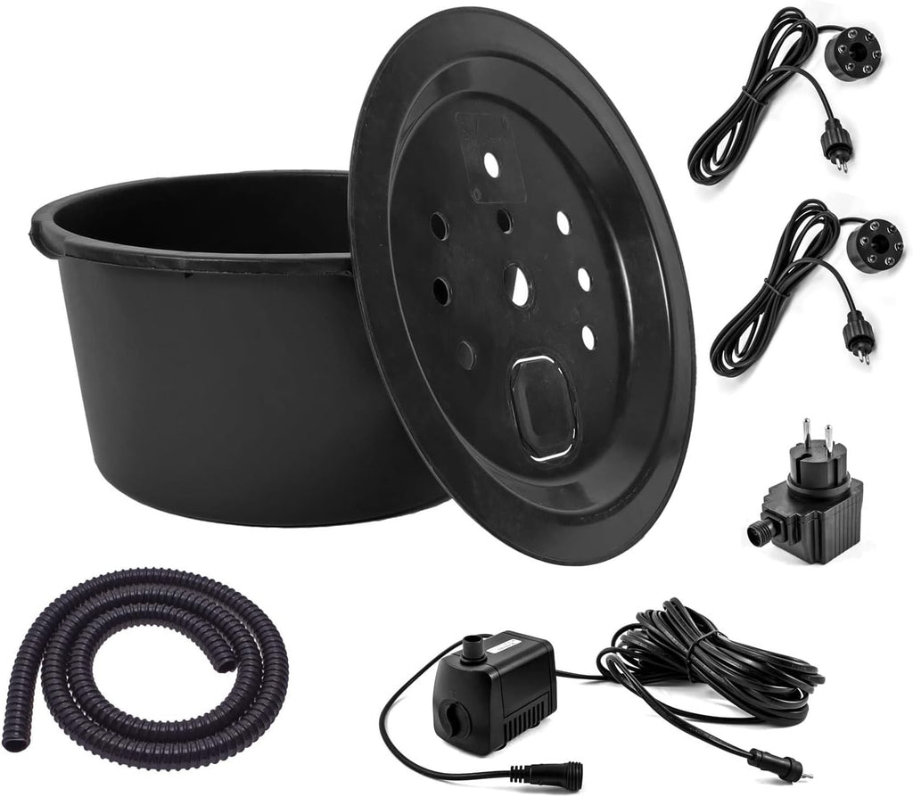 CLGarden Cortenstahl Kugelbrunnen CSB50 Gartenbrunnen Wasserspiel Rost Kugel Springbrunnen mit LED Beleuchtung