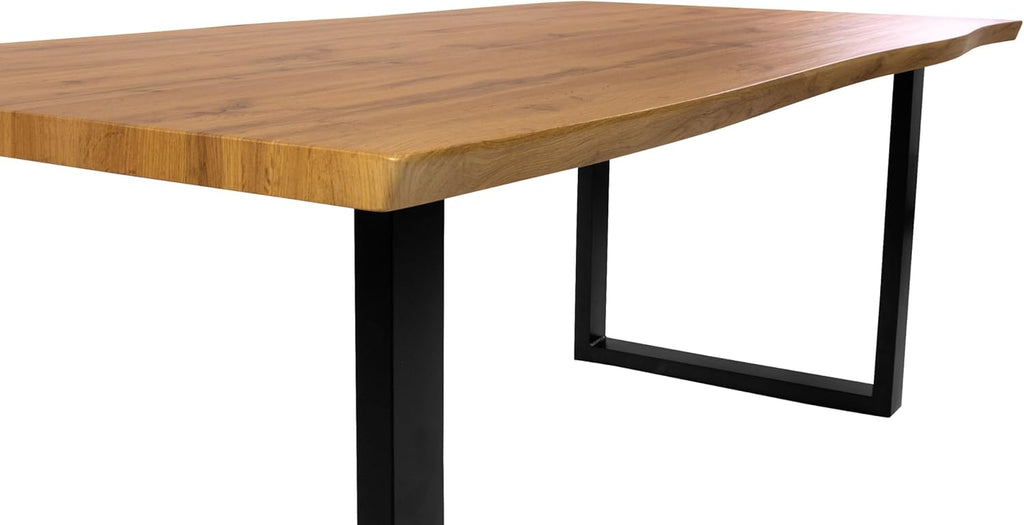 SAM 7 TLG. Essgruppe Josy | 180 x 90 cm | Holz Wildeiche-Optik | Stuhl Set Susi Anthrazit | U-Gestell Schwarz | Esstisch mit 6 Stühlen | Esszimmertisch/Küchentisch/Holztisch | Esszimmer