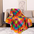 Korallenfleece-Decke – Wendbare, dicke Sherpa-Decke mit farbenfrohem Karomuster