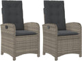 HUAKEHOM Gartensessel mit Kissen 2 STK. Gartenstuhl mit Verstellbarer Rückenlehne Liegestuhl mit Stahlrahmen Sessel Stuhl Relaxsessel Poly Rattan Grau Poly Rattan