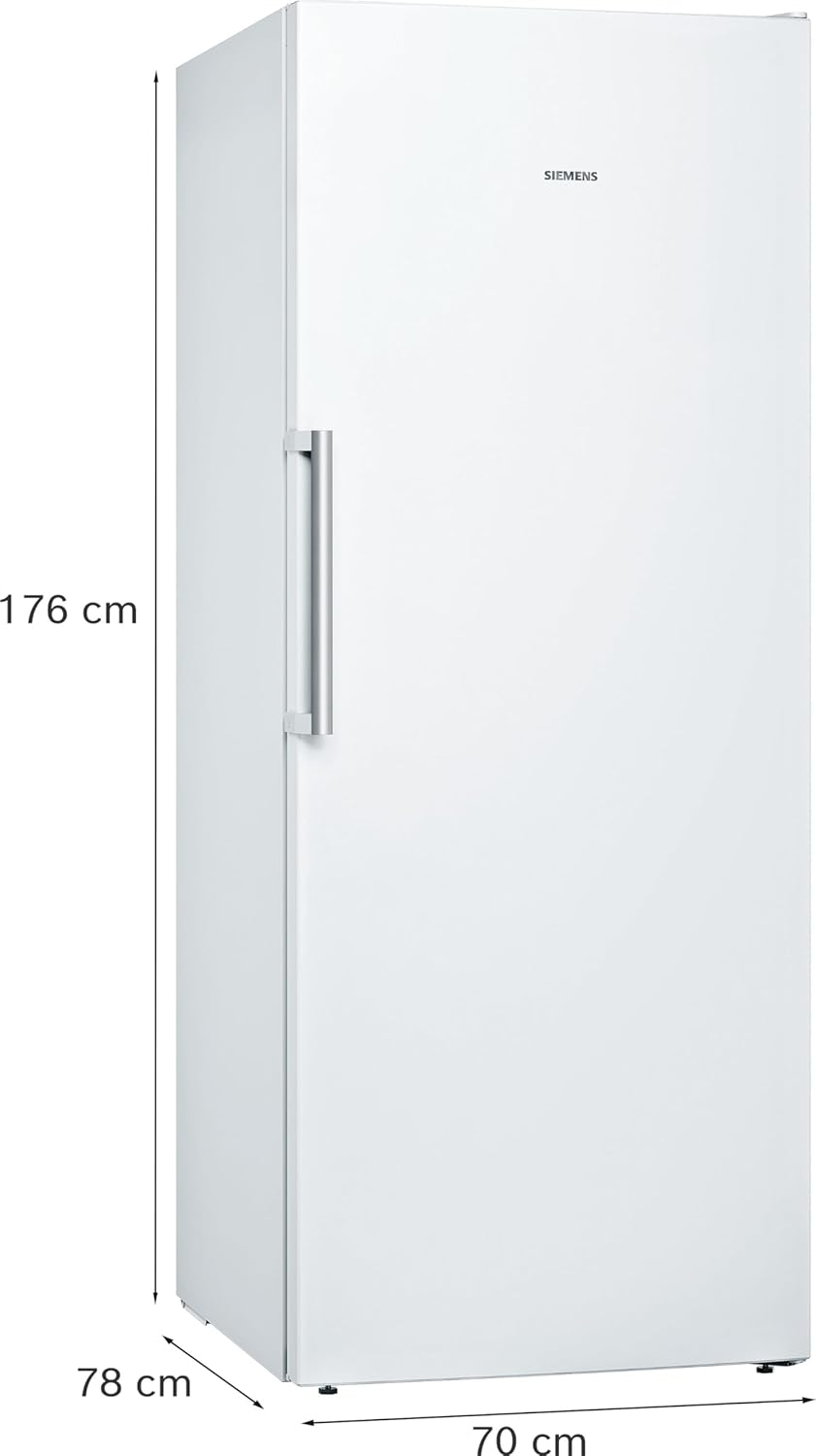 Siemens GS54NAWCV iQ500 Gefrierschrank, 176 x 70 cm, 327 L, noFrost nie wieder abtauen, bigBox Platz für großes Gefriergut, varioZone flexible Glas-und Schubladen, Weiß