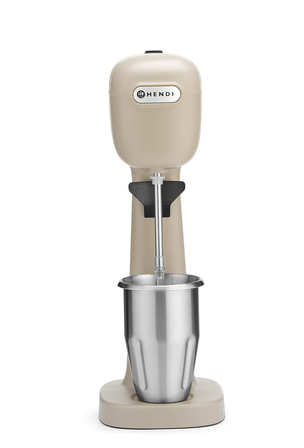 HENDI Milchshake Maker, Inkl. 2 Mixbechers (Edelstahl und Polykarbonat) und 4 austauschbaren Rührwerken, Drink mixer, Frappés, Getränkemixer, 230V/400W, 170x196x(H)490mm, Karamell