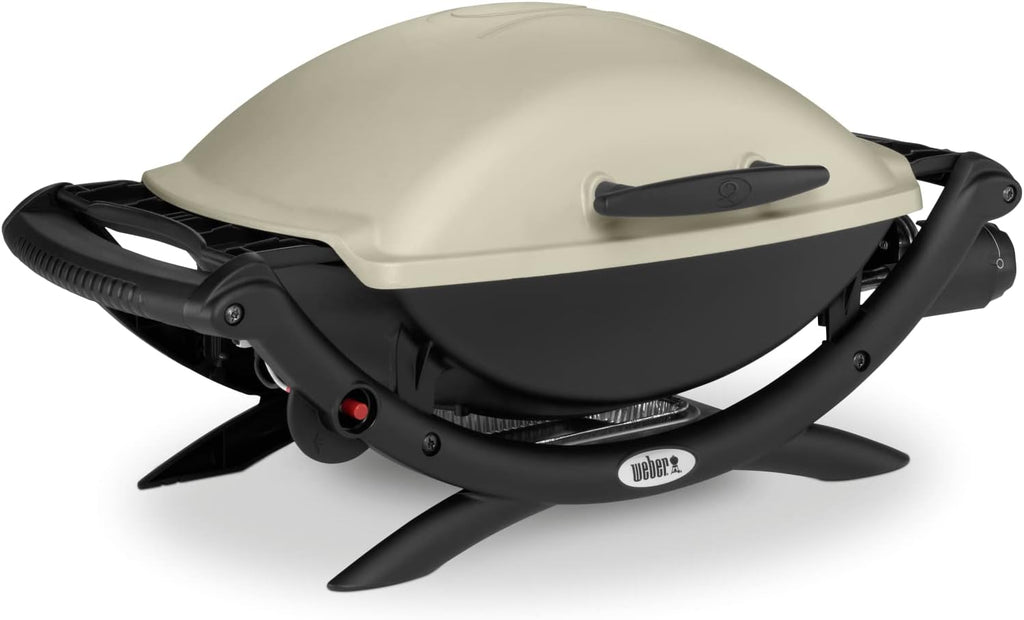 Weber Q2000 Gasgrill, 54 x 39cm Grillfäche, portabler BBQ Grill, 1 Brenner, mit ausklappbaren Seitentischen, 2-geteilter porzellanemaillierter Guss-Grillrost - Titanium (53060079)
