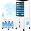 Klimagerät ohne Abluftschlauch, 14L 60W Klimaanlage Mobil mit 12H Timer, 3 Modus, 40dB, 120°Oszillation, Abnehmbare Wassertank, Fernbedienung, Leise Portable Air Conditioner für Wohnung Zimmer Räume