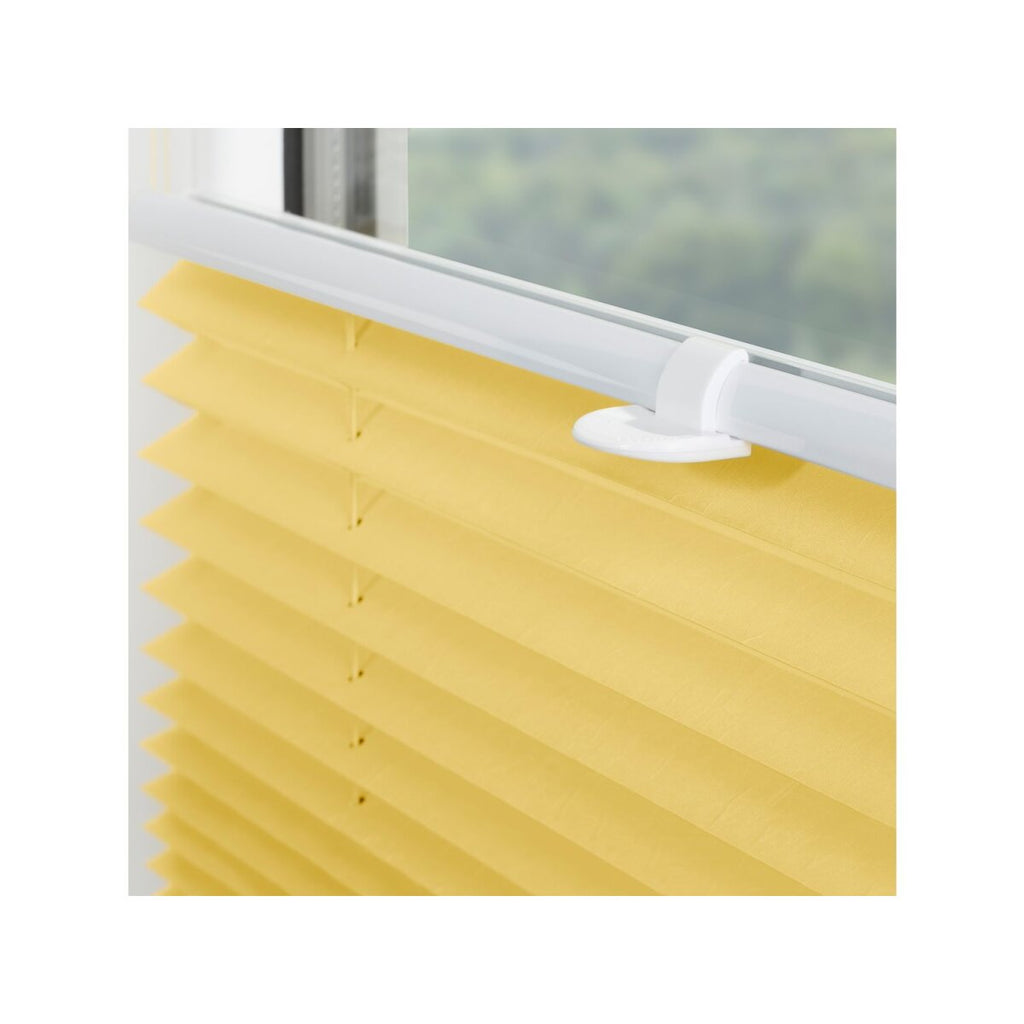 Lichtblick Klemmfix Plissee, stufenloses Einstellen, blickdicht, Montage ohne Bohren, 130 cm, 100 cm, Gelb - B-Ware neuwertig