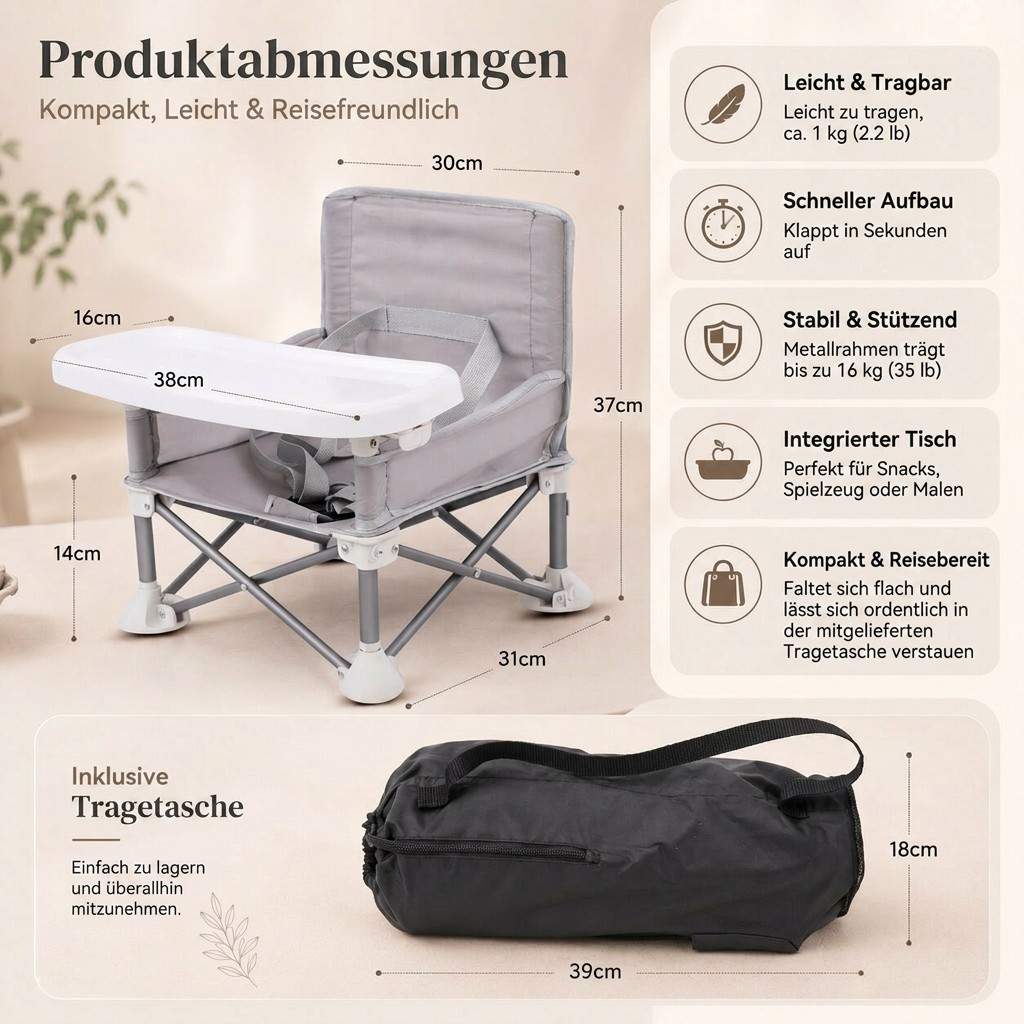 Kinderstuhl mit Tisch & Rückenlehne | Reisewiege