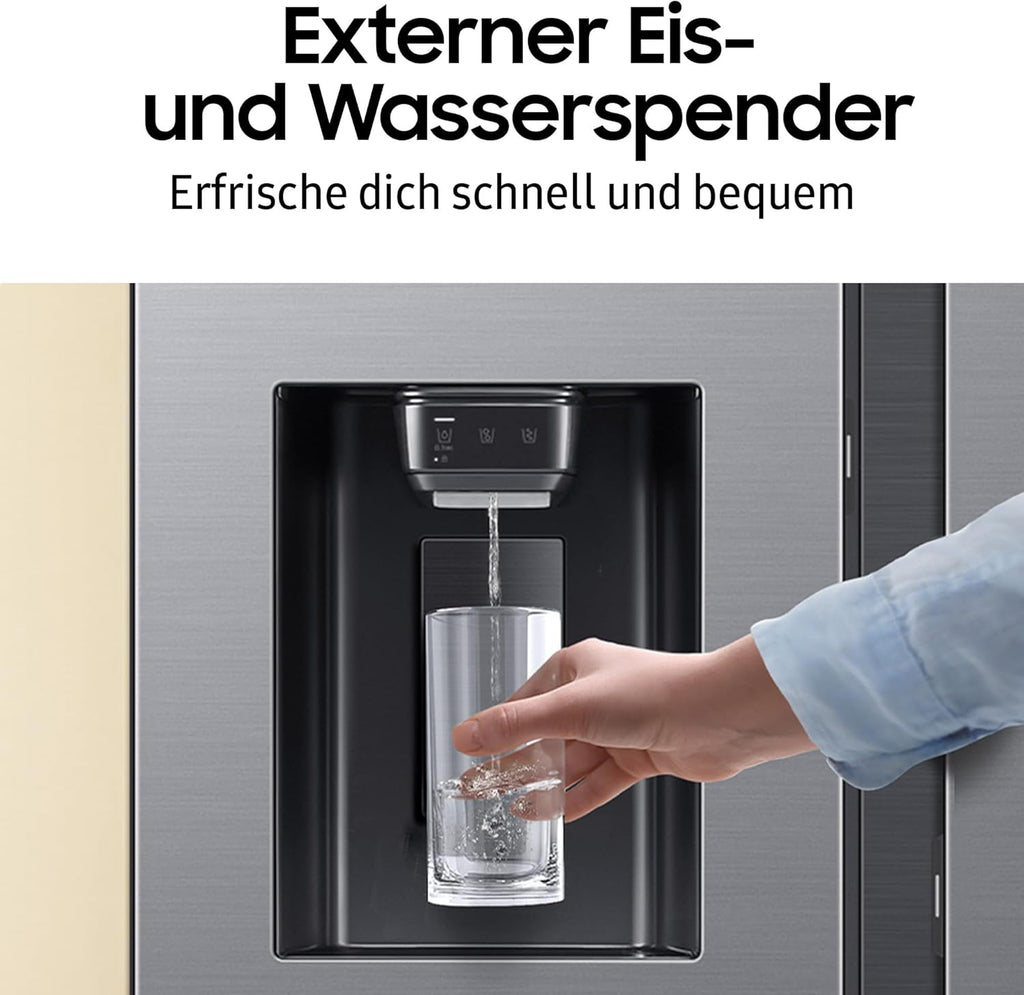 RS70F66KCTEF Side-by-Side Kühl-Gefrierkombination, AI Kühlschrank mit Gefrierfach, 178 cm, 634 l, Eis-/Wasserspender mit Festwasseranschluss, AI Energy Mode, Twin Cooling+, Edelstahl Look