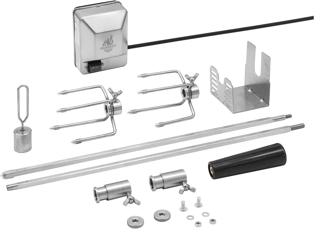Gasgrill Hektor 4B-S inkl. Drehspieß und Abdeckhaube mit 4 Brennern, Sear-Brenner, Gusseisen-Grillrost, Heckbrenner, Seitenkocher, Sichtfenster und Thermometer für Garten und Terrasse