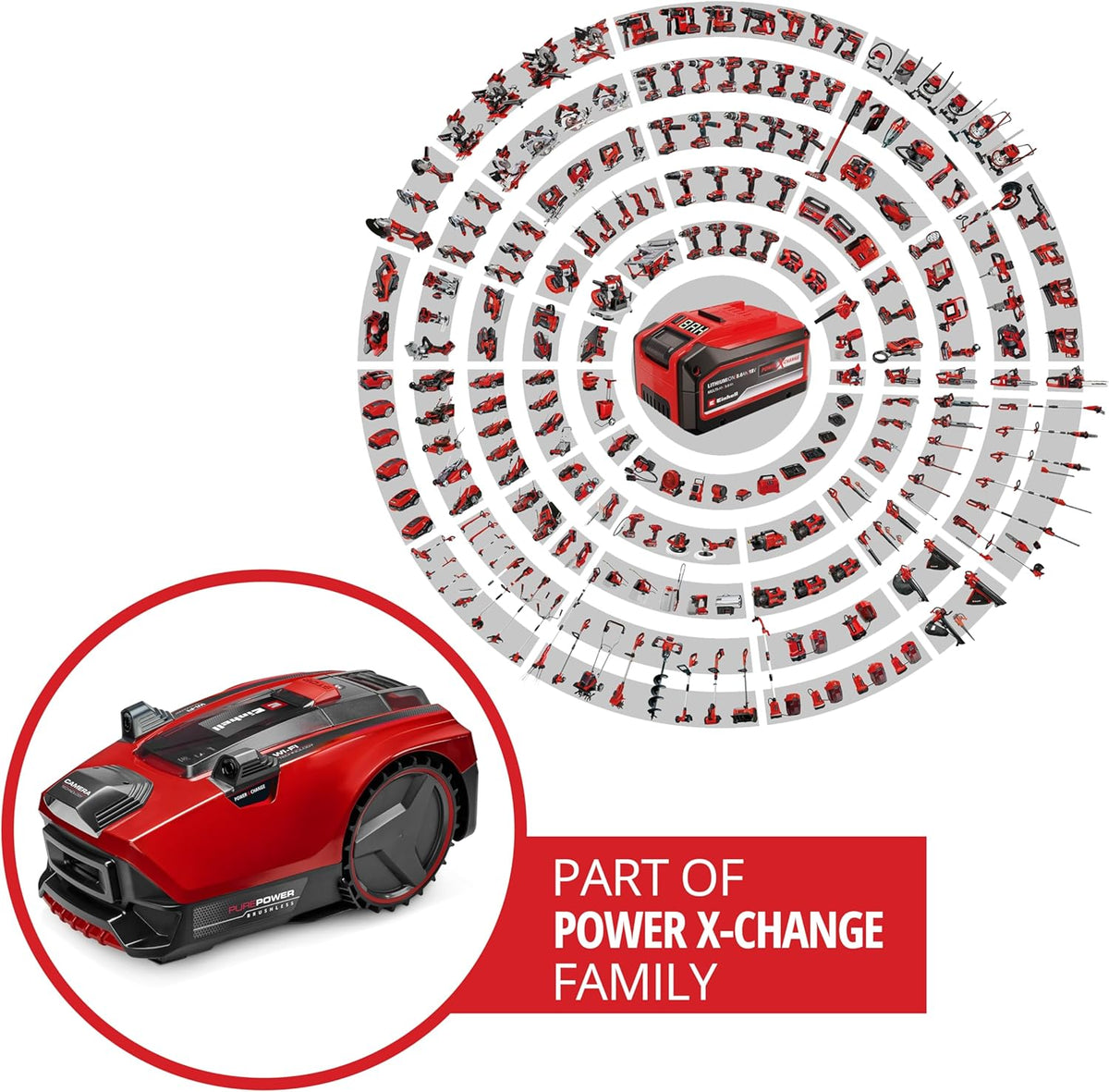 Einhell Mähroboter FREELEXO CAM Plus 600 Power X-Change (18 V, Kamera statt Begrenzungsdraht, für 600 m2, WiFi, Brushless, bis 25% Steigung, inkl. 4,0 Ah Plus Akku)