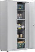Aktenschrank, Mehrzweckschrank, Stahl-Aufbewahrungsschrank, Werkstattschrank, 180 x 80 x 40 cm, graues weiß