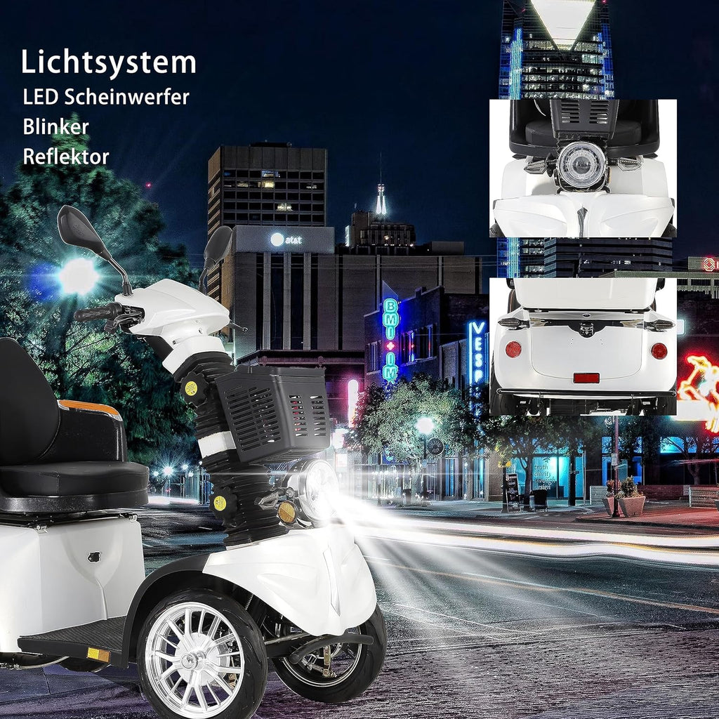 2025 Scooter de movilidad ZVGREEN de 4 ruedas – modelo para personas mayores con asiento tipo capitán – hasta 15 km/h – gran espacio de almacenamiento – asiento giratorio – freno electromagnético