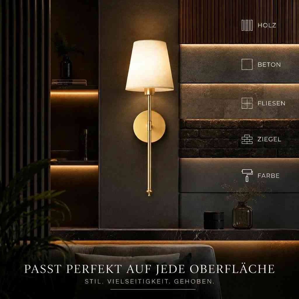 Kabellose Wandleuchten mit Stoffschirm | Schirmglanz (2er Set)