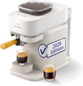 Baristina Espressomaschine – Automatisches Mahlen, Tampen & Brühen,16 Bar, Kaffeemaschine mit Mahlwerk & Siebträger, leichte Reinigung, Espresso & Café Crema, Naturweiß/Mangogelb (BAR305/03)
