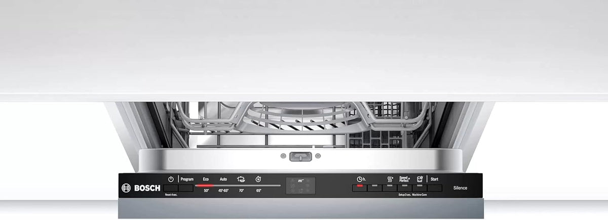 Bosch SRV2HKX41E Serie 2 Geschirrspüler Vollintegriert, 45 cm breit, Besteckkorb, Extra Trocknen auf Knopfdruck, InfoLight rot, AquaStop Schutz gegen Wasserschäden, Mehrfarbig