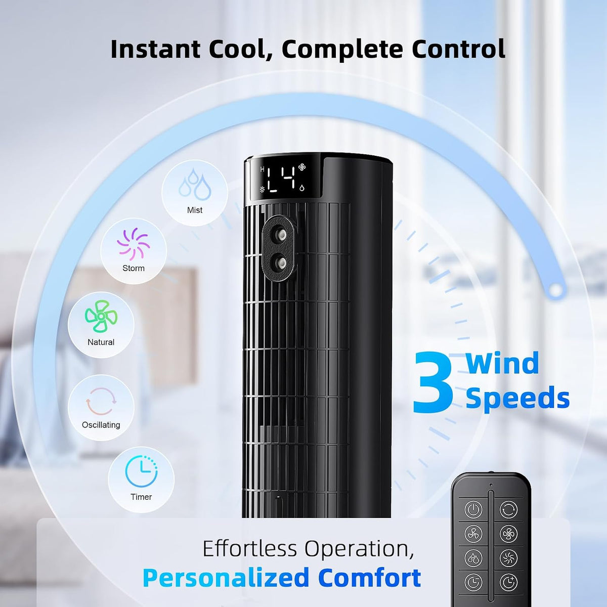 Mobile Klimaanlage mit Wasserkühlung, 4-in-1 Luftkühler Tragbar, Leiser Air Cooler mit 2-10h Timer, 90° Oszillation & 4 Stufen, Mobiles Kühlgerät für Zuhause, Büro und Schlafzimmer