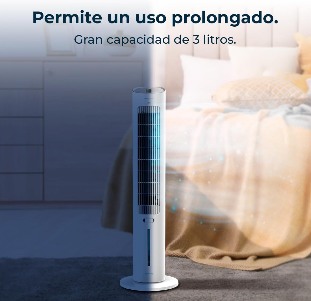 Cecotec Climatizador Evaporativo EnergySilence 2000 SkyCool. 60W, Depósito de 3L, Compatible con Aceites esenciales, 3 Velocidades, Oscilación de 50º, Asa en la Parte superior