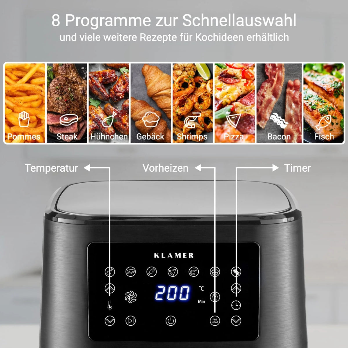 Heißluftfritteuse XL 5.5L Schwarz