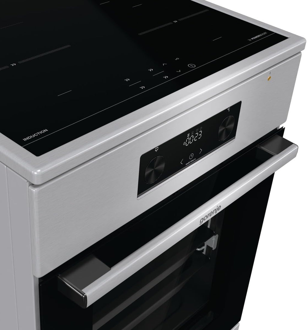 Gorenje GEIT5C61XPG Elektro-Standherd mit Induktion /50cm Breite /70 Liter/Pizza Funktion/FrozenBake/AirFry/MultiAir Technologie/HomeMade Backofenform/AquaClean/FastPreheat/Bigspace/Edelstahl