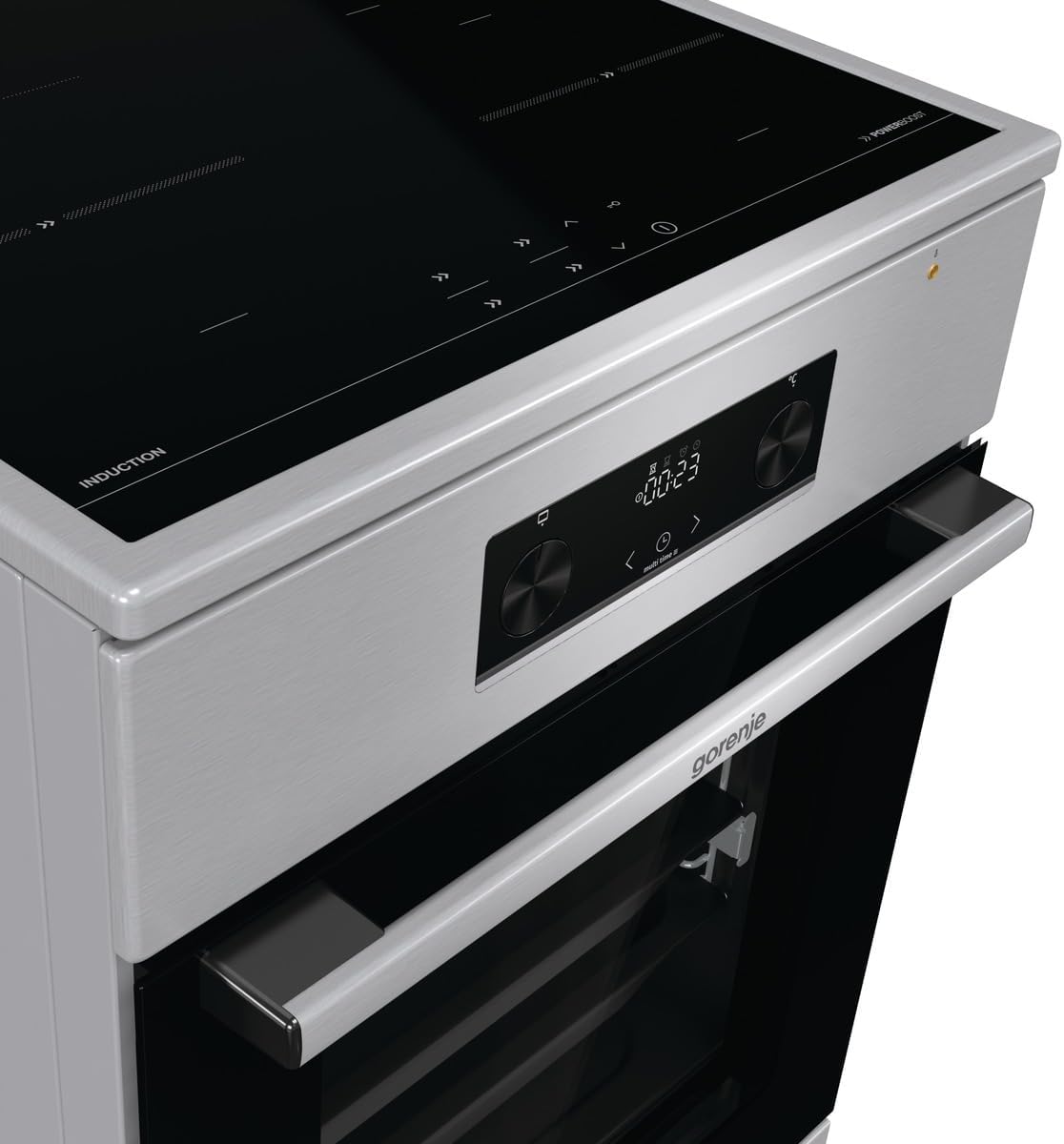 Gorenje GEIT5C61XPG Elektro-Standherd mit Induktion /50cm Breite /70 Liter/Pizza Funktion/FrozenBake/AirFry/MultiAir Technologie/HomeMade Backofenform/AquaClean/FastPreheat/Bigspace/Edelstahl