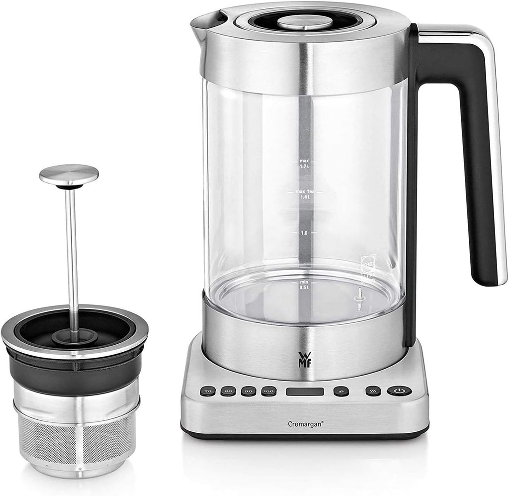 WMF Lono Toaster Glas mit Brötchenaufsatz, 2 Scheiben, XXL, motorisierte Toastaufnahme & Lono 2 in 1 Vario Wasserkocher, mit Temperatureinstellung, 1,4-1,7 l, 3000 W, Teekocher Glas mit Teesieb