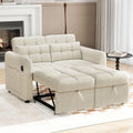 Loveseat-Sofa, 3-in-1-Ausziehsofa mit Verstellbarer Rückenlehne, USB, Armlehnentaschen und Kissen. Geeignet für Wohnzimmer, Schlafzimmer, Wohnung Usw.，Beige