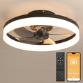 Deckenventilator mit Beleuchtung und Fernbedienung, LED Deckenleuchte Dimmbar, 3 Lichtfarben, 6 Windstufen, Moderne Lampe mit Ventilator Leise für Schlafzimmer Schwarz 50cm