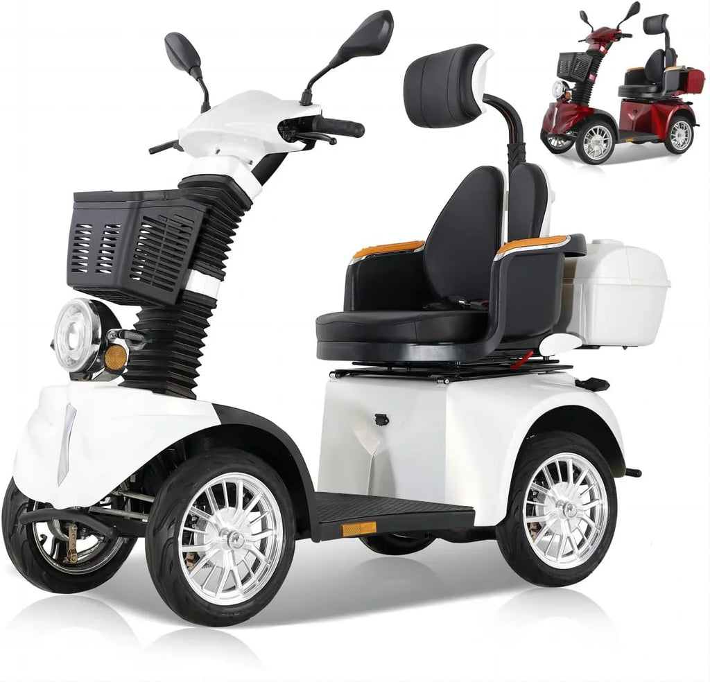 2025 Scooter de movilidad ZVGREEN de 4 ruedas – modelo para personas mayores con asiento tipo capitán – hasta 15 km/h – gran espacio de almacenamiento – asiento giratorio – freno electromagnético