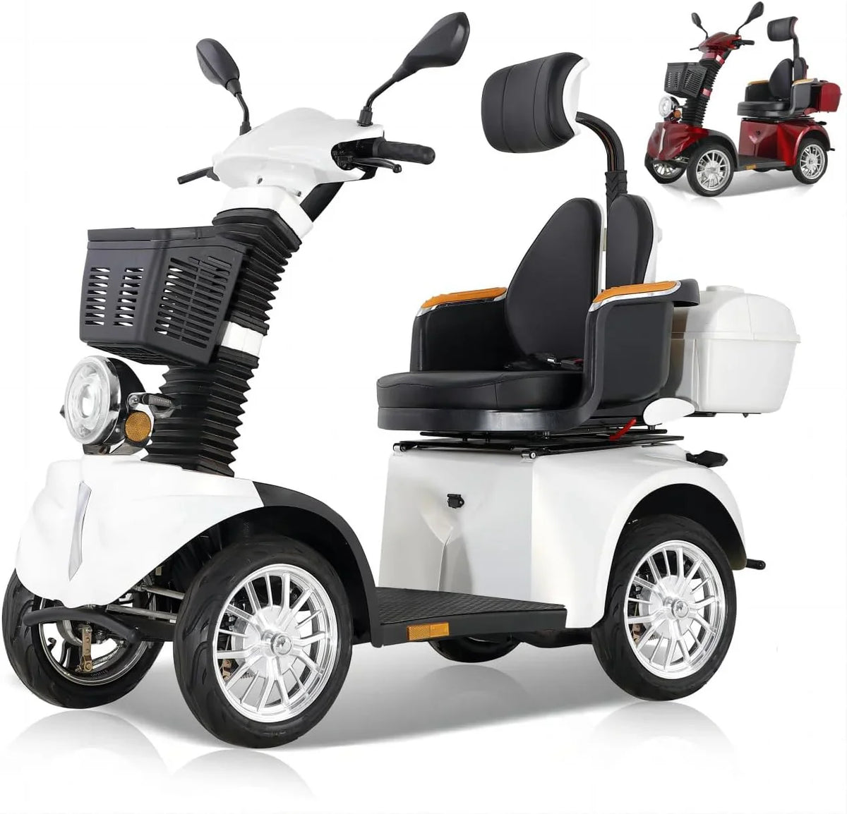 2025 Scooter de movilidad ZVGREEN de 4 ruedas – modelo para personas mayores con asiento tipo capitán – hasta 15 km/h – gran espacio de almacenamiento – asiento giratorio – freno electromagnético