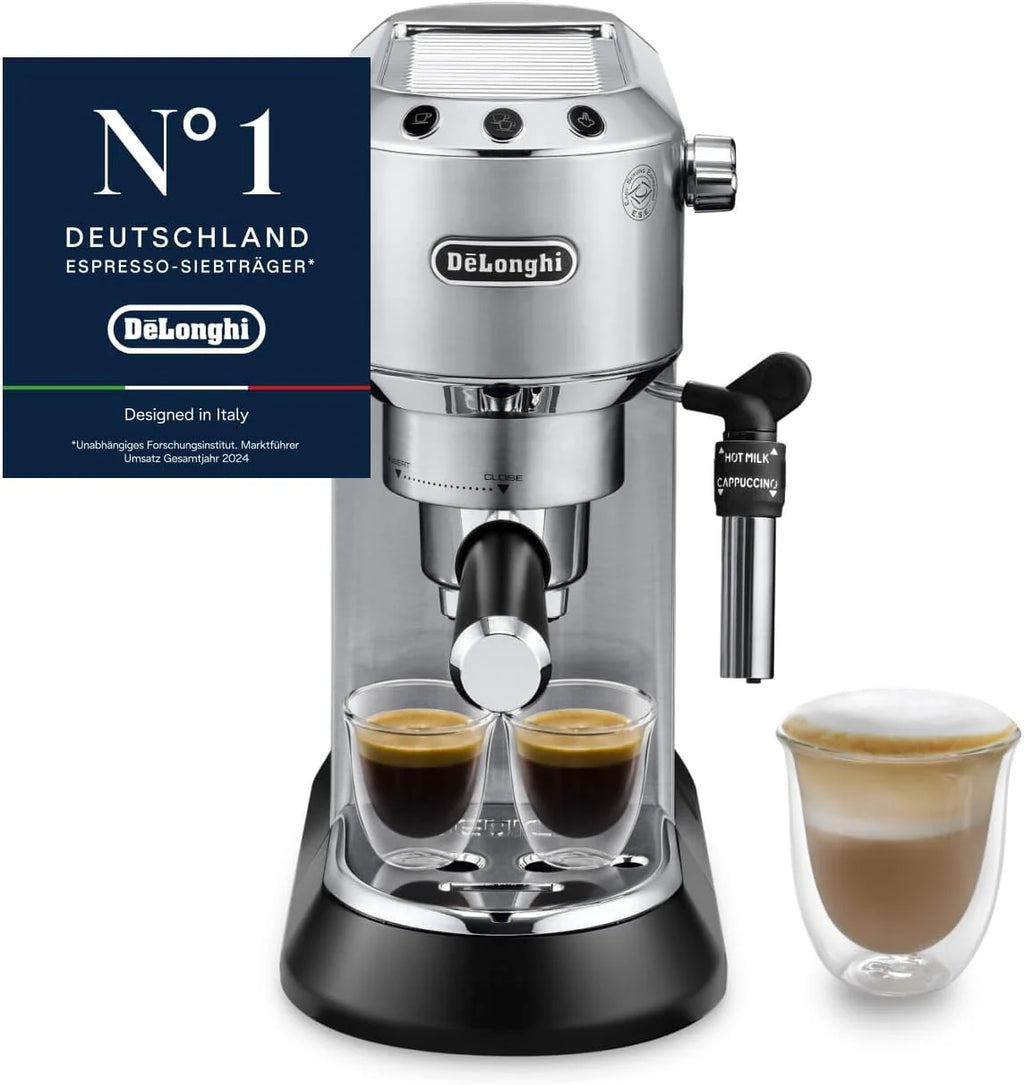 De'Longhi EC 685.M Dedica Style Espressomaschine 1L – 15 bar, Milchschaumdüse, 15cm, Metall