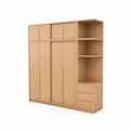 Kleiderschrank aus Eichenholz mit Schiebetüren und Regalen 200x60x240cm Natur