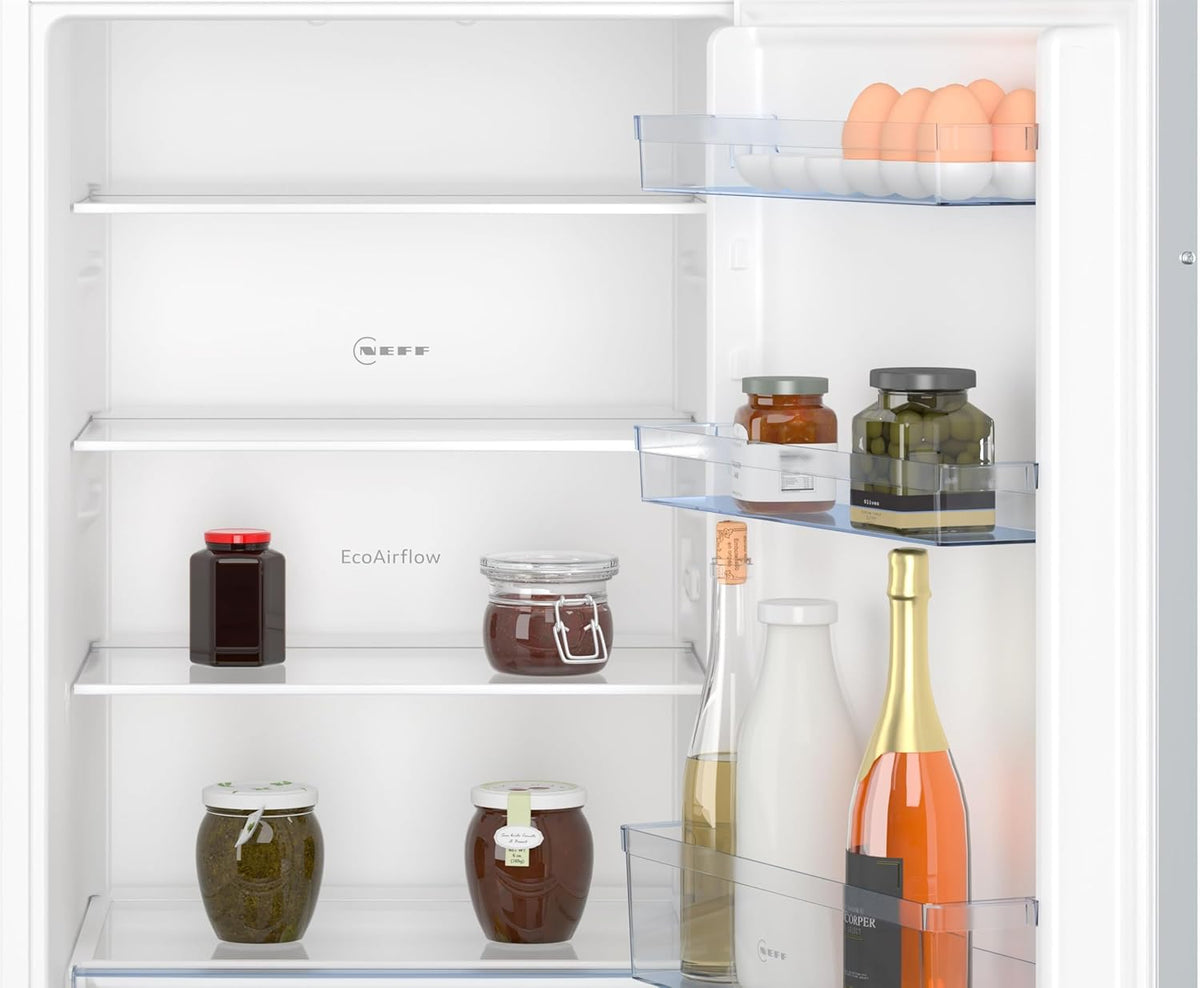 NEFF KI1311SE0, N 30, Einbaukühlschrank, 102,5 x 56 cm, 165 L Kühlen, Made in Germany, Leise, Sicherheitsglas, FreshSafe Schublade, Eco Air Flow für konstante Innentemperatur, Schleppscharnier