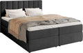 BROMARKT Boxspringbett mit Bonell Matratze Härtegrad H3 140x200cm Polsterbett mit Bettkasten Doppelbett mit Topper gepolsterte Kopfstütze Bett für Schlafzimmer Denver Dunkelgrau