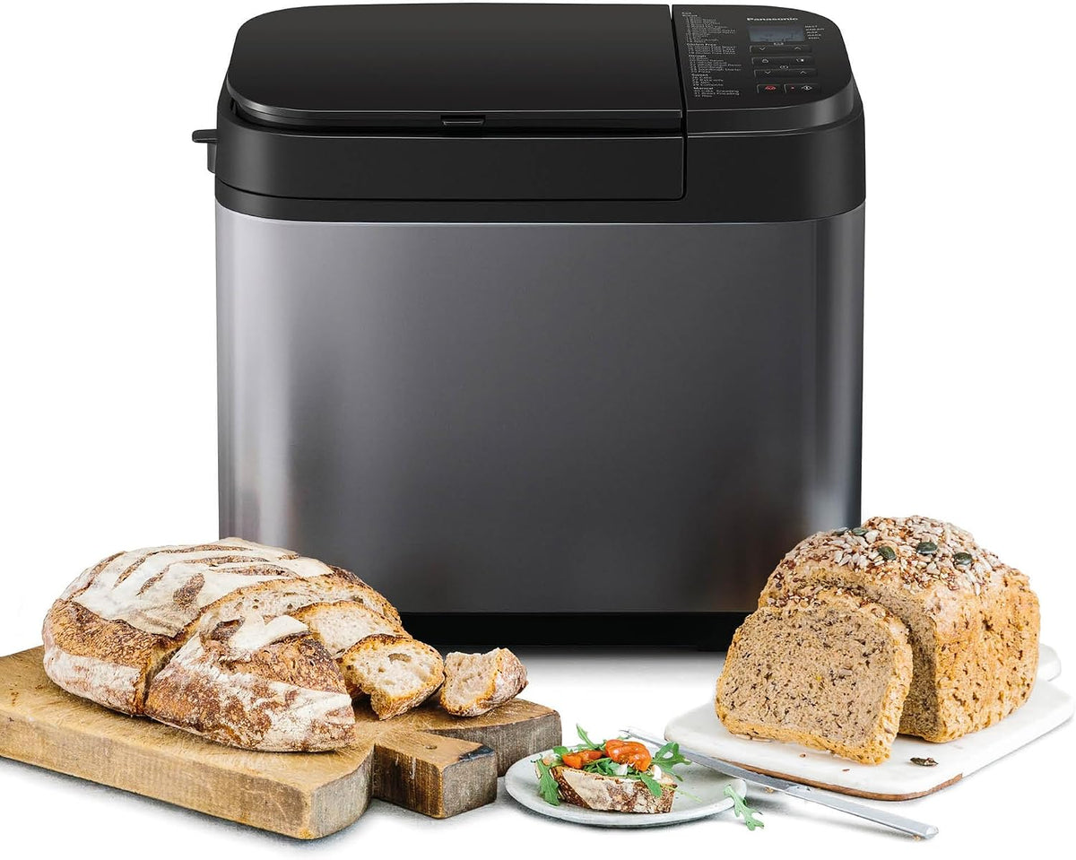 Panasonic SD-YR2540 Premium Grau Vollautomatischer Brotbackautomat, horizontales Design und Hefespender, 32 automatische Programme, zwei Temperatursensoren, 13-Stunden-Zeitvorwahl, Grau