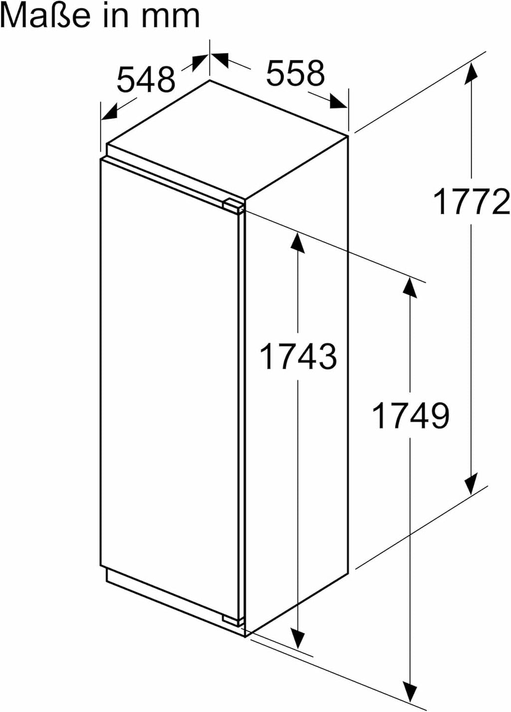 Siemens KI82LADD0 iQ500, Einbau-Kühlschrank mit Gefrierfach, 177,5 x 56 cm Nische, 246 L Kühlen & 34 L Gefrieren, Made in Germany, hyperFresh für längere Frische, schnell Kühlen, Leise, Flachscharnier