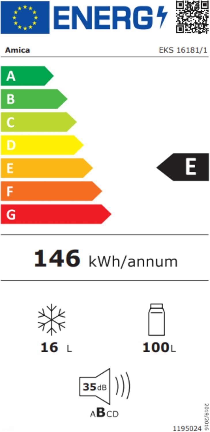 Amica Einbau‑Kühlschrank mit Gefrierfach Festtür‑Technik 880 mm Nische elektronische Steuerung Inverter‑Motor LED Beleuchtung 87,1 x 54 x 54 cm – Einbau Kühl Gefrierkombination