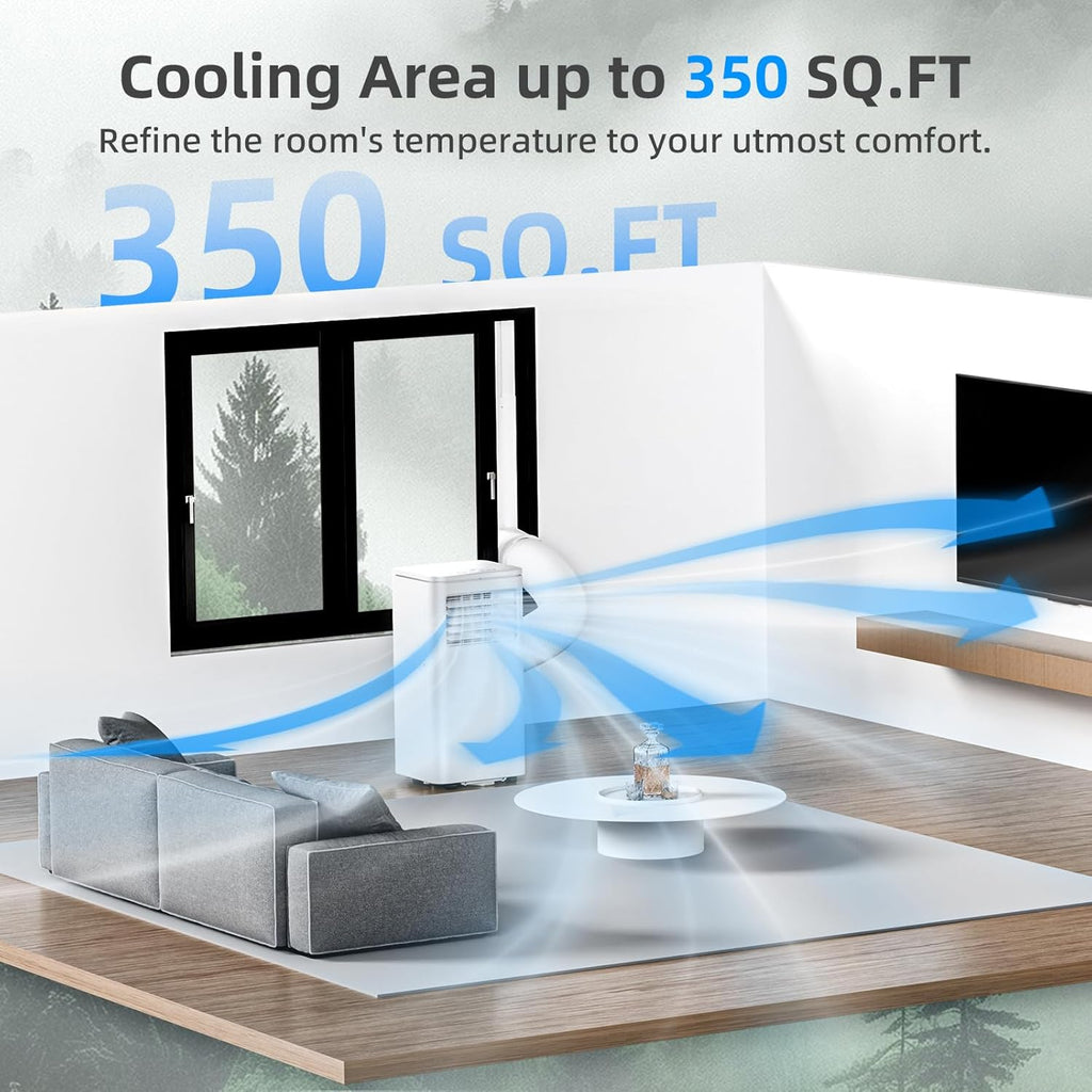 Antarctic Star 8000 BTU Tragbare Klimaanlage, 4-in-1 AC-Einheit mit Kühlung, Luftentfeuchter & Lüftermodi, Schlafmodus, 24H Timer & Fernbedienung, bewegliche Räder & Fensterinstallationsset