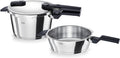 Fissler Vitaquick/Schnellkochtopf-Set, 3-teilig (1 Schnellkochtopf 4,5 L + 1 Schnell-Bratpfanne 2,5 L - Ø 22 cm) – Induktion