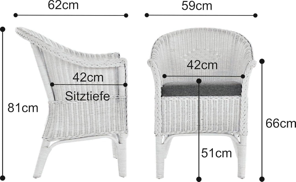 Rattan-Sessel Natur/Esszimmersessel Korb-Sessel inkl. Polster Beige/Rattanmöbel Rattansessel Rattanstuhl mit Armlehnen Lounge Flechtsessel (mit Polster, Honig-Dunkel)