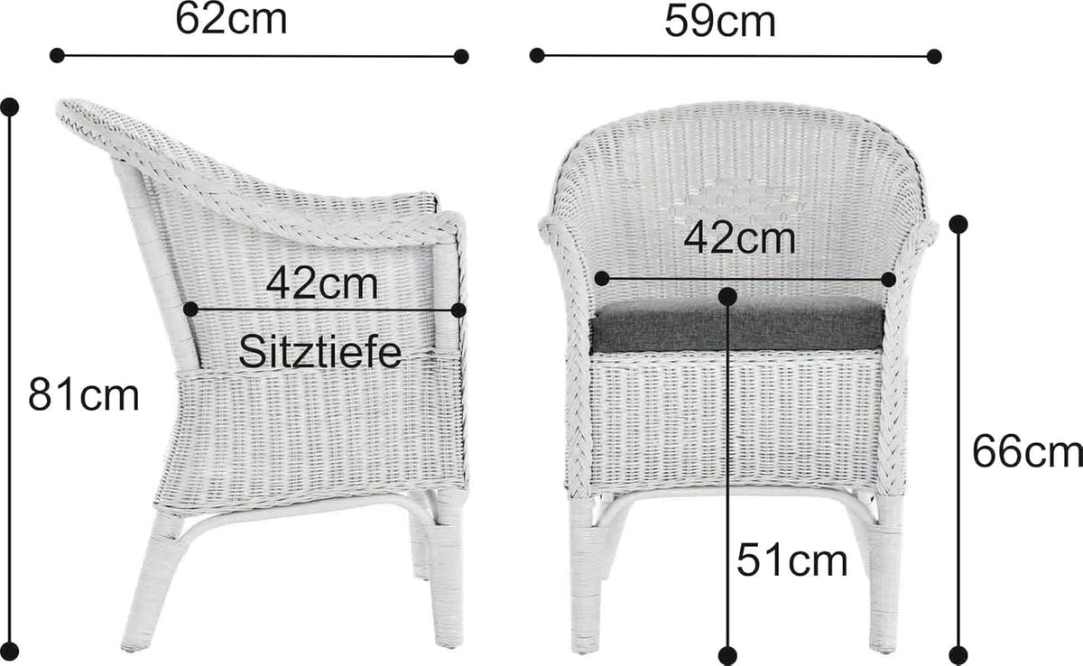 Rattan-Sessel Natur/Esszimmersessel Korb-Sessel inkl. Polster Beige/Rattanmöbel Rattansessel Rattanstuhl mit Armlehnen Lounge Flechtsessel (mit Polster, Honig-Dunkel)