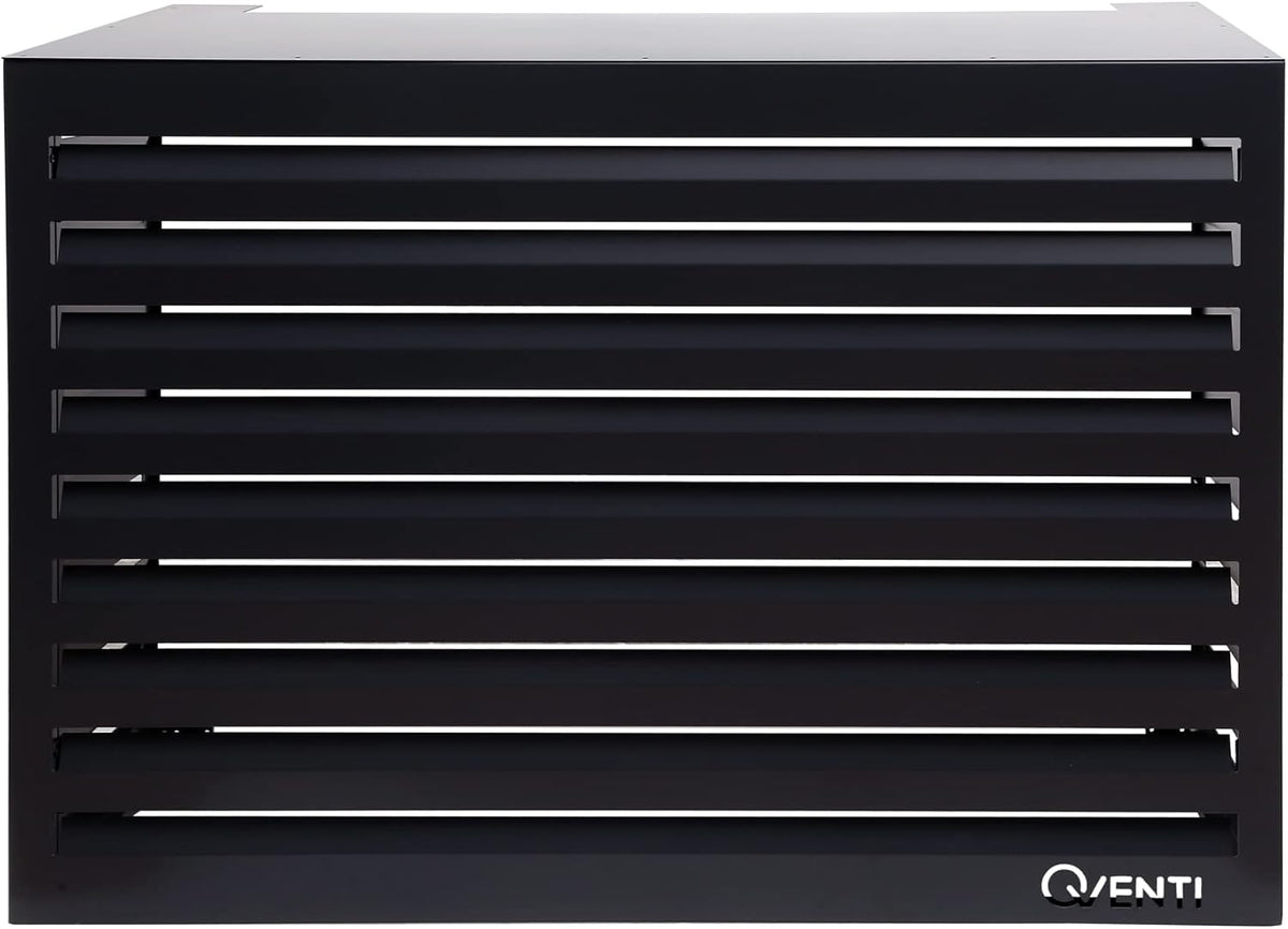 Qventi Abdeckung für Klimaanlage - Anthrazit/Grau - Aluminium - Schutzgitter - Verkleidung - Einfache Montage - Größe S - Außenmaße (LxBxH): 100 x 50 x 75 cm
