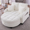 Sofa mit Schlaffunktion, 2-in-1 Schlafsofa, Modulares Sofa, Aufbewahrungs-Hocker & 4 Kisse, für Kleine Wohnzimmer, Studienzimmer, Schlafzimmer, 132×129×93cm (Beige)
