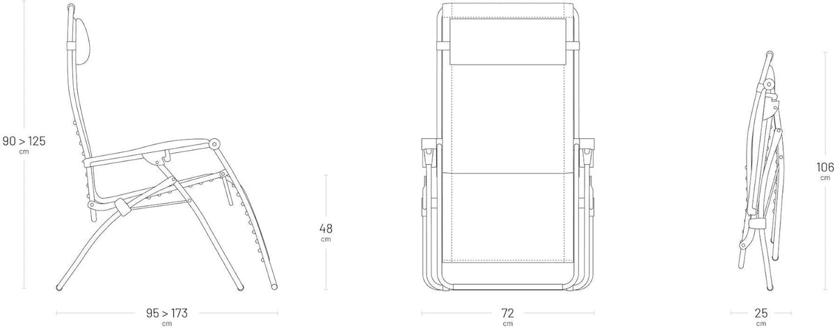 LAFUMA MOBILIER - Gepolsterter Relaxsessel Zero Gravity RSX CLIP XL - Klappbare Liege für Garten und Innenbereich - AirComfort-Gewebe - Vielseitiger Liegestuhl, Top-Komfort, Frankreich - Schwarz Stahl