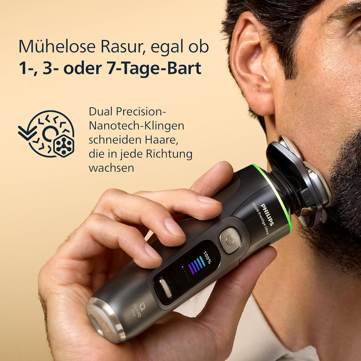 Rasierer i9000 Prestige Ultra, Nass- und Trockenrasierer für Herren, adriatic, Druck- und Bewegungssensor, 5+1 Bartstyler, Reinigungsstation, UV-Ladecase und Reiseetui (Modell XP9402/46)