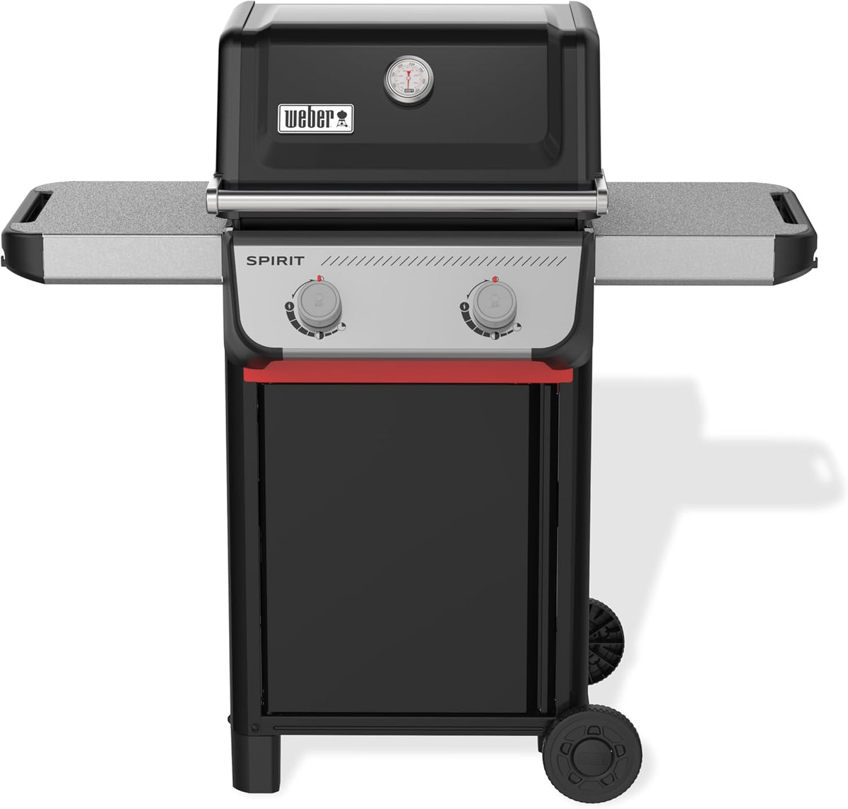 Weber Spirit E-210 Gasgrill, 2 Brenner, Grillfläche 51 x 46 cm, Thermometer im Deckel, 2 Räder, Schwarz/Silber (1500838)