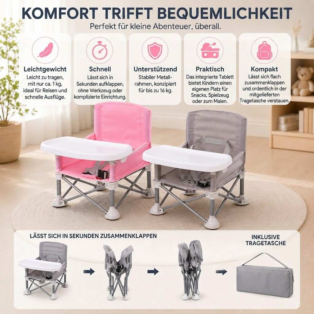 Kinderstuhl mit Tisch & Rückenlehne | Reisewiege