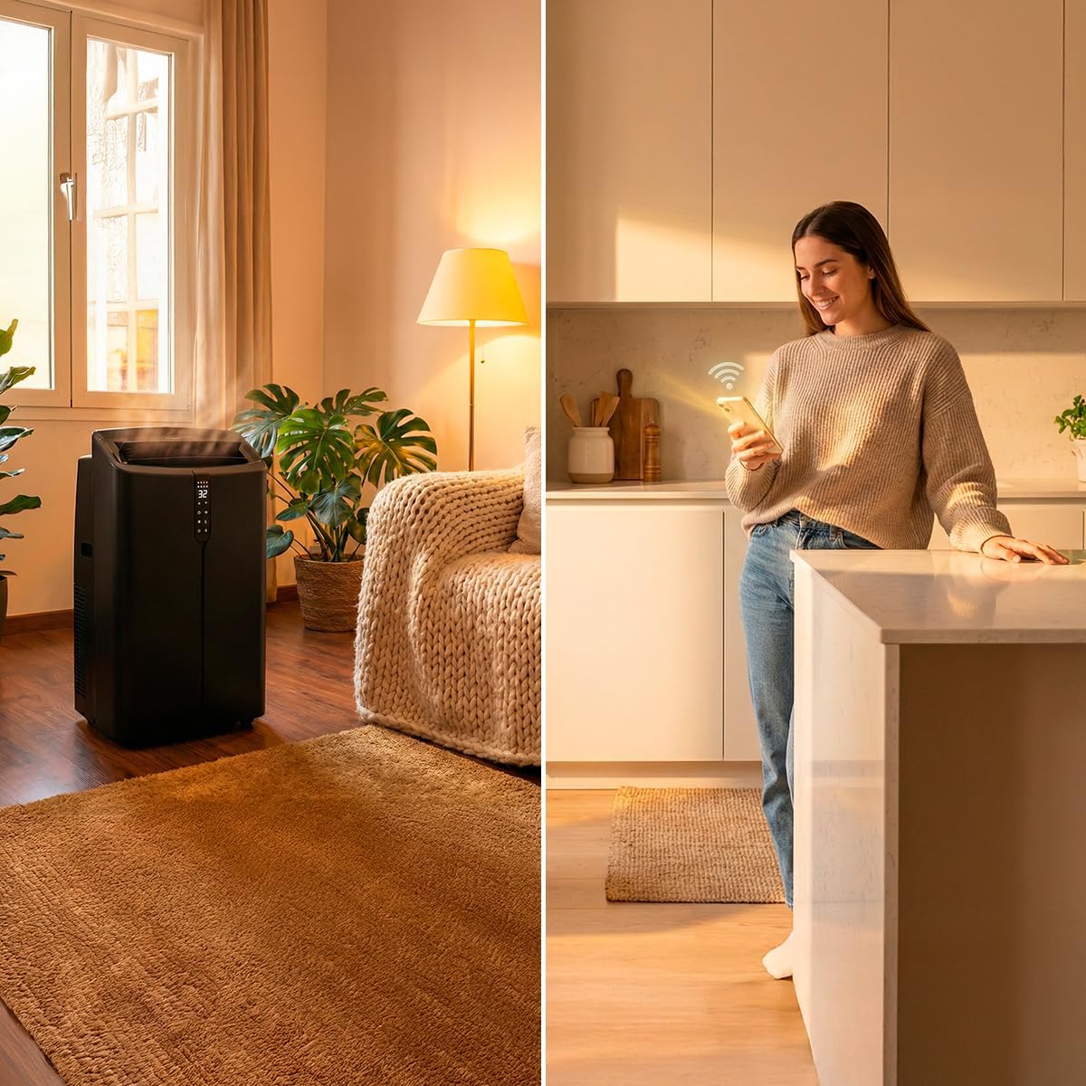 Cecotec Mobile Klimageräte ForceClima 12600 Nux Heating Connected. 12000 BTU, Heizfunktion, WLAN, 5 Modi, 3 Stufen, bis 30 m², Entfeuchter 28 L/Tag, LED-Display, Timer, R290, Energieklasse A