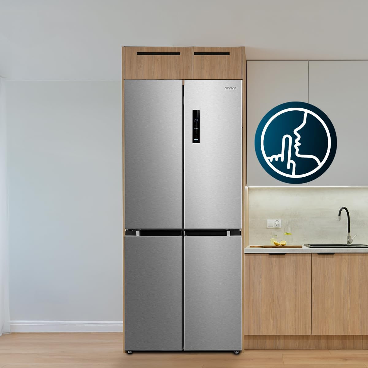 Cecotec CoolMarket 4D 394 Dark E. 394 Kühlschrank Total No Frost Total No Frost Bolero 394 Liter, Höhe 170 cm und 70 cm Breite, variable Schublade, Kompressor Inverter, Antibakteriell