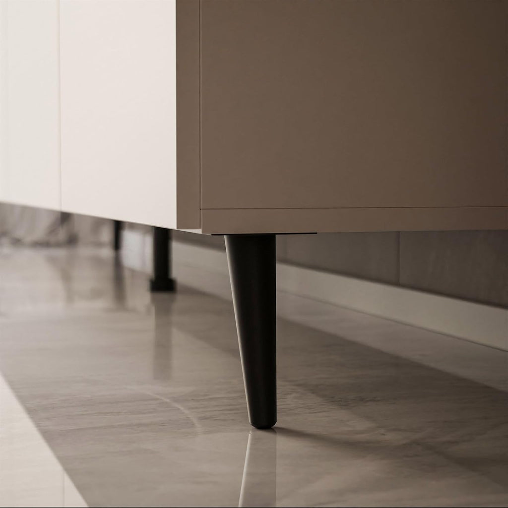 Lookway Moderner TV-Schrank in Kaschmir matt auf schrägen Onyx-Beinen – COLGANTE 200 cm (Beine: Schwarz)