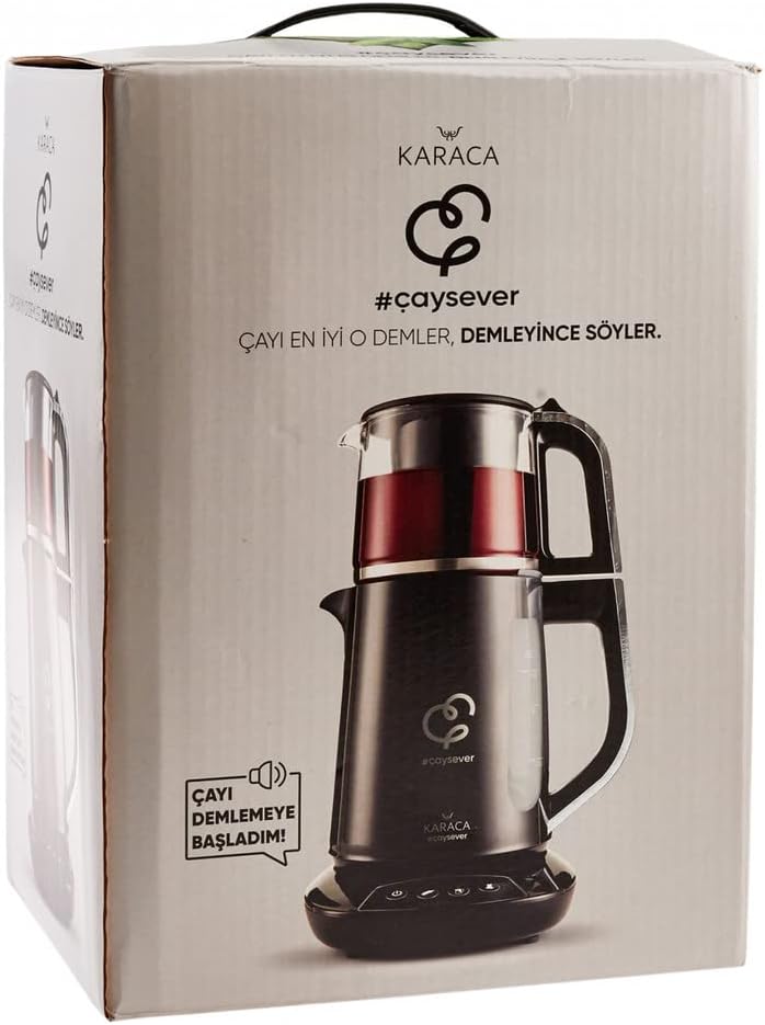 Karaca Çaysever Sprechende Teekanne und Wasserkocher 1700W, Rosegold, BPA-frei, 1,5L Wassertank, 0,8L Teekanne, Automatische Warmhaltefunktion, Geeignet für Babynahrung