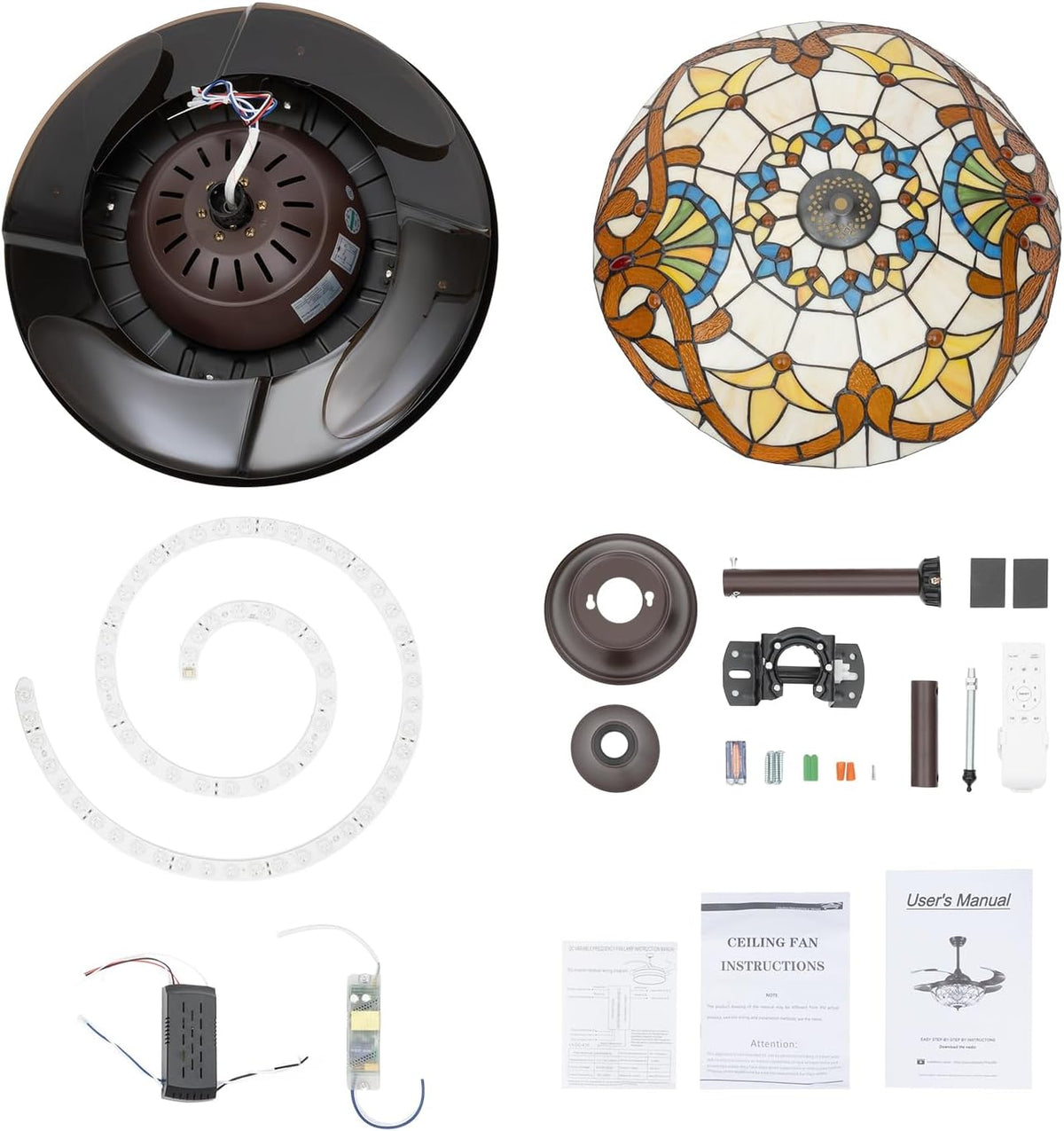 42-Zoll Ventilator Deckenleuchte LED Deckenventilator mit Licht und Fernbedienung 3 Farbtemperatur und 6 Geschwindigkeiten mit 4 Klingen offen-schließen Gestaltung Sommer- Winterbetrieb